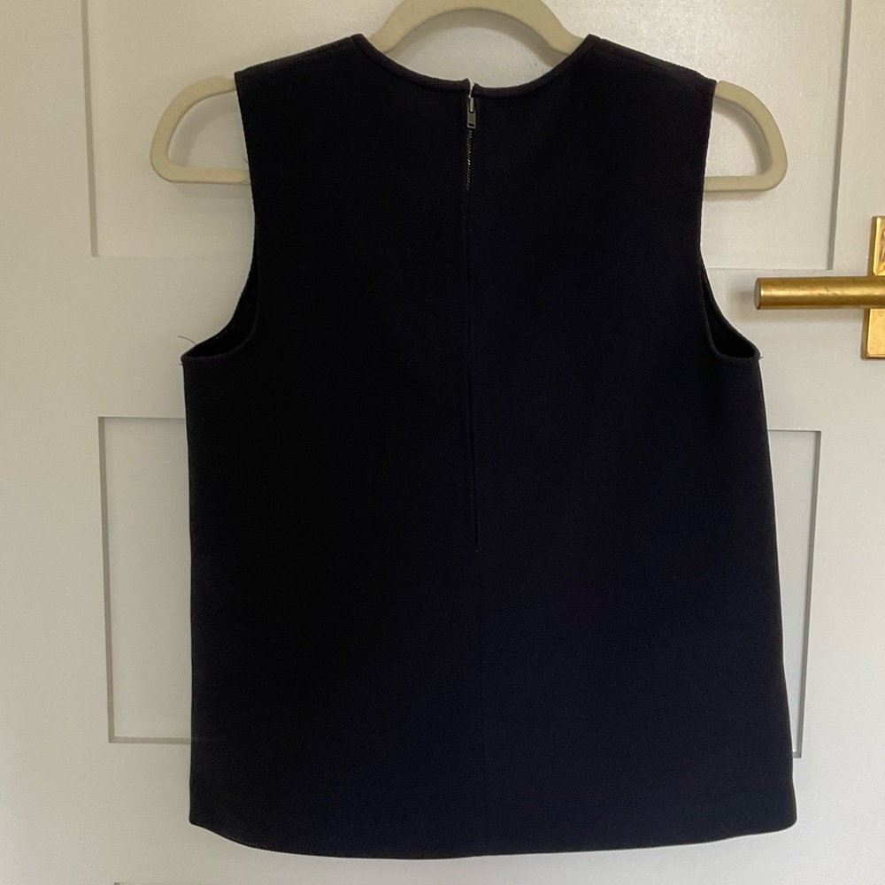 Theory Dark Gray-blue Textured Sleeveless Top - Picture 3 of 3
